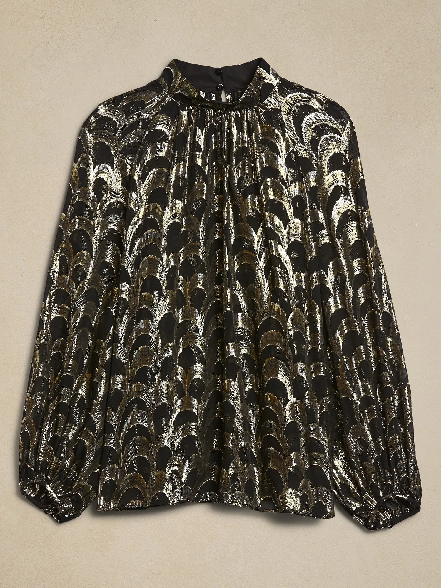 Mali Metallic Silk Jacquard Top