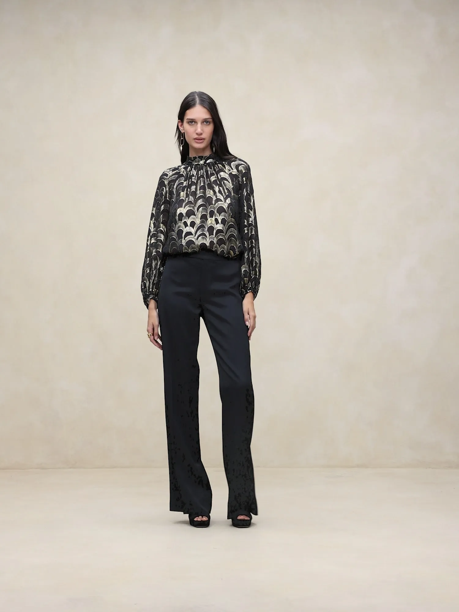 Mali Metallic Silk Jacquard Top