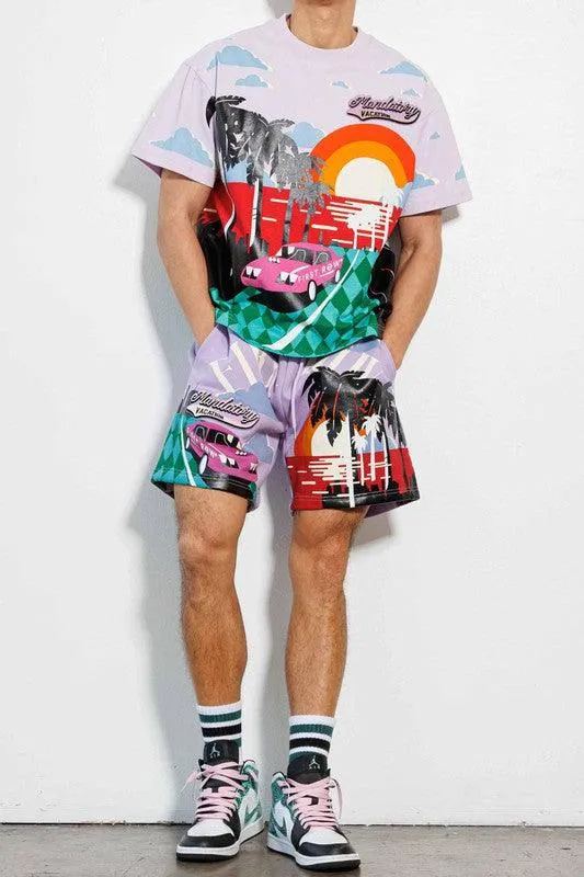 Mandatory Vacation Graphic Tee Lavender T-Shirt Mens