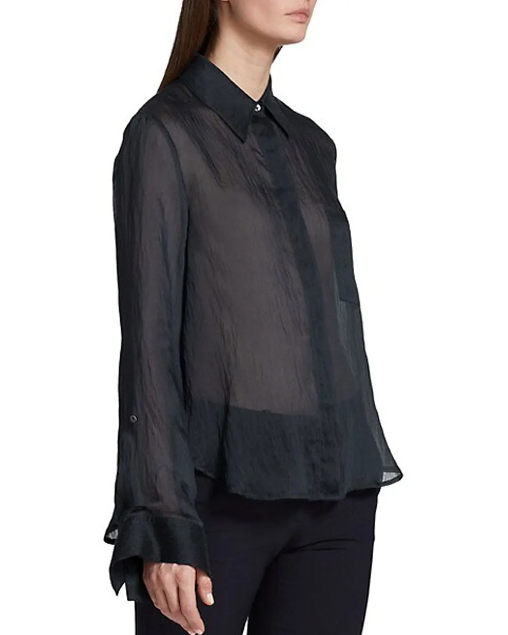 Midnight Boyfriend Hammered Silk Blouse