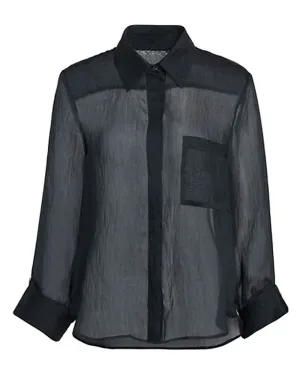 Midnight Boyfriend Hammered Silk Blouse