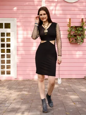 Noir Elegance Cut-Out Party Mini Dress