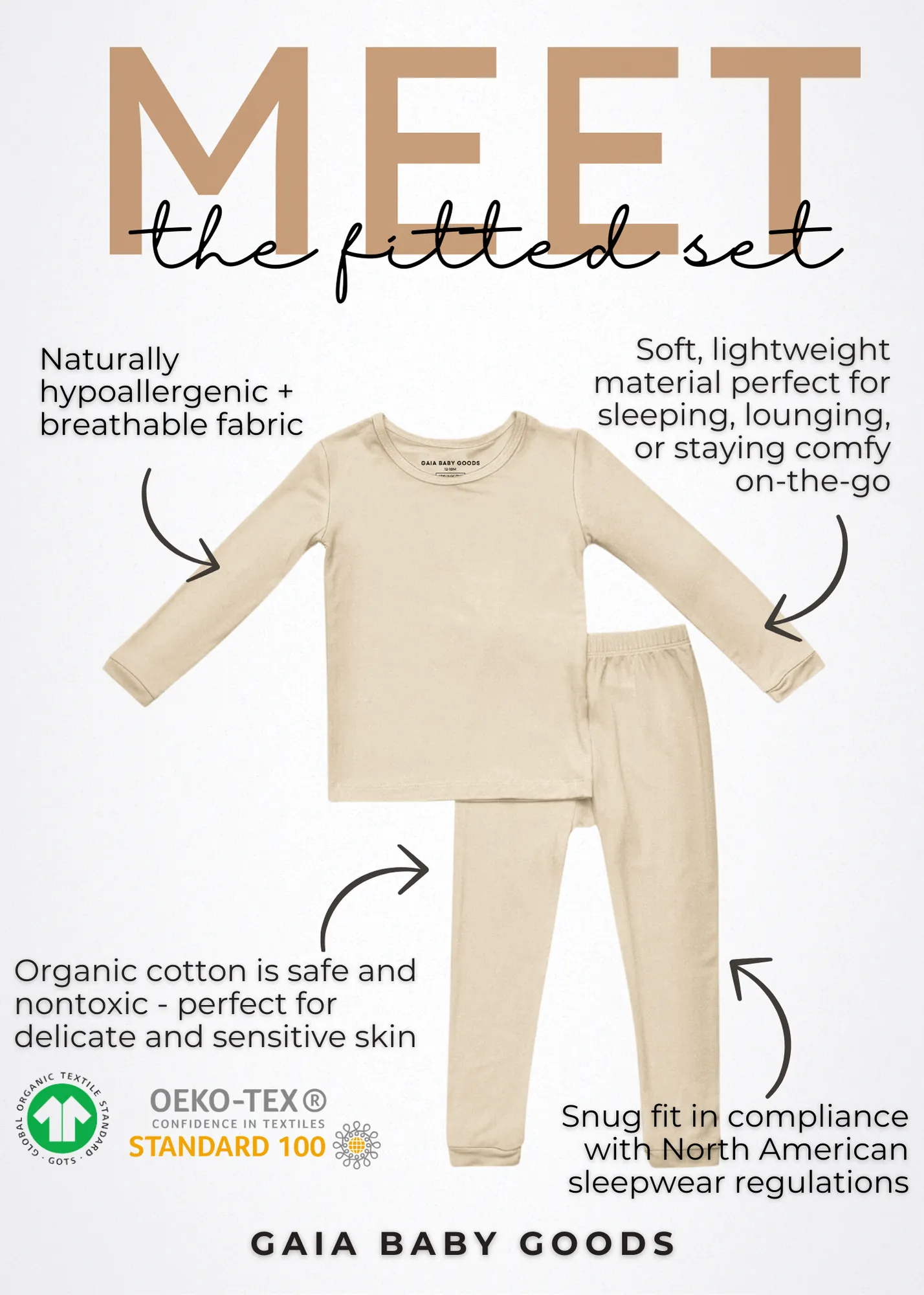 Organic Snug Fit PJ Set in Frosty Friends