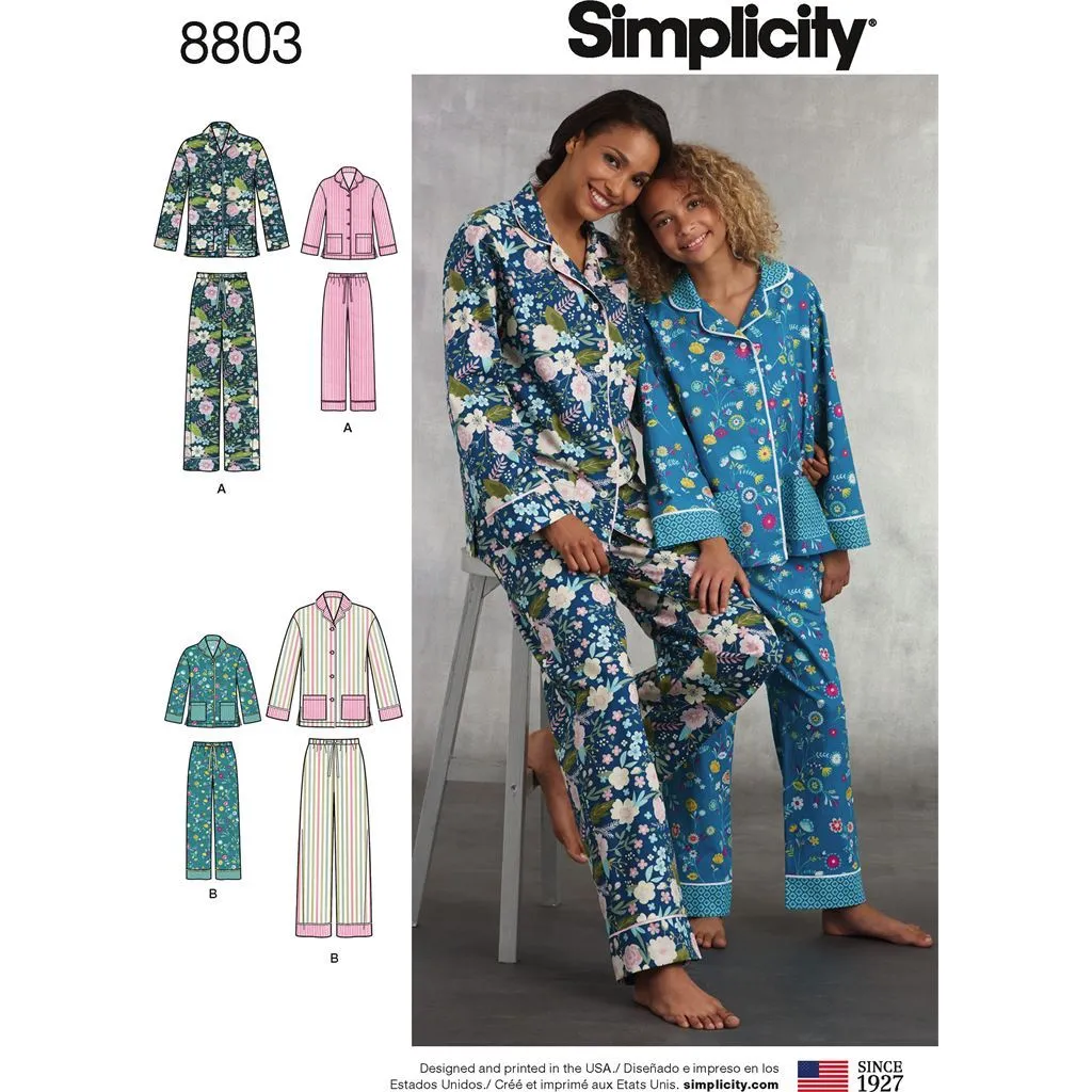 Pattern S8803 Girls  and Misses Set of Lounge Pants and Shirt
