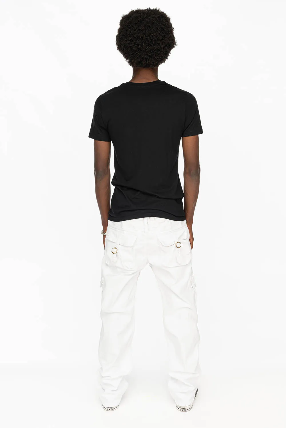 ROBINS NEW MILITARY STYLE CARGO PANTS IN WHITE WASH