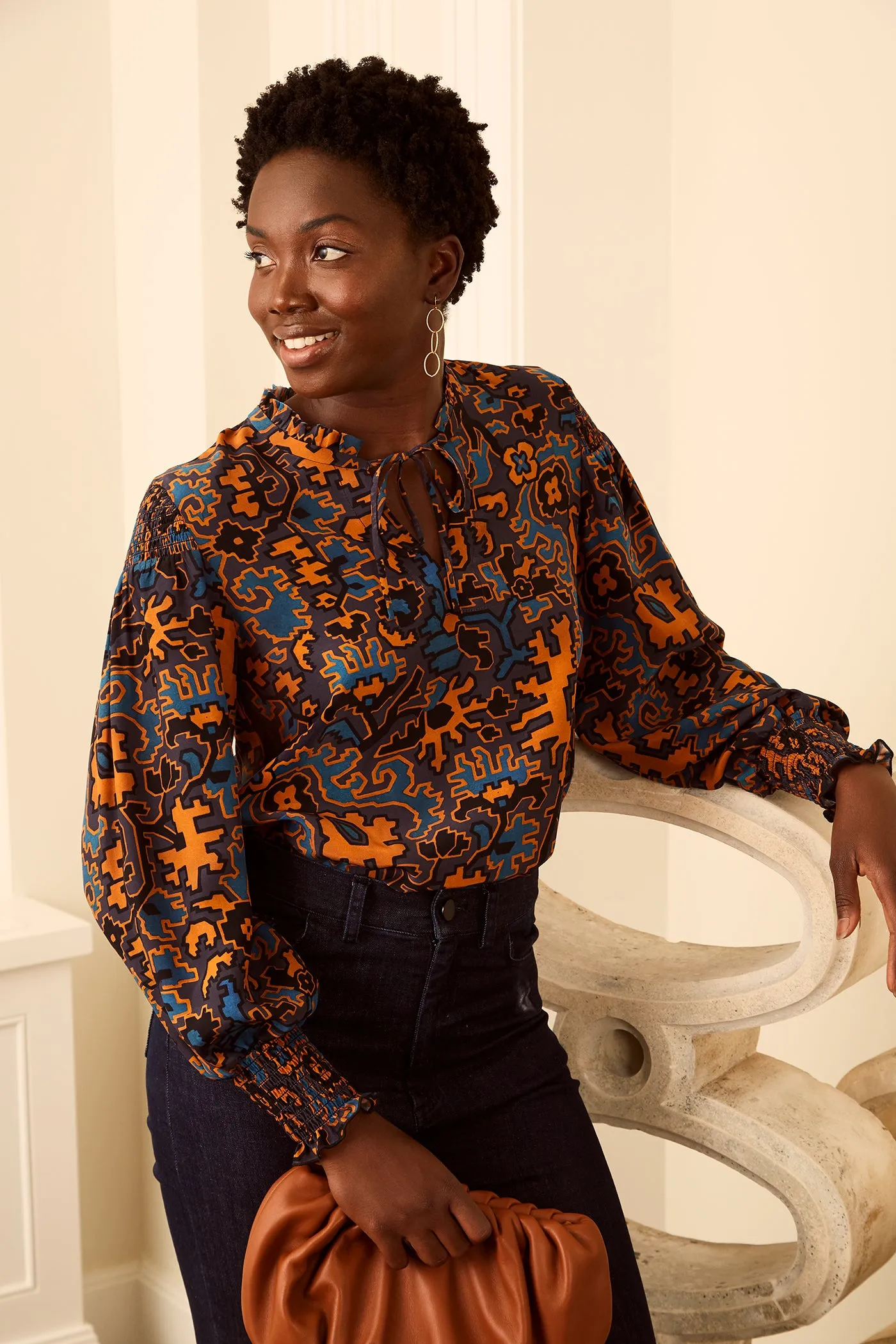 Saffron Blouse - Navy Bohemian
