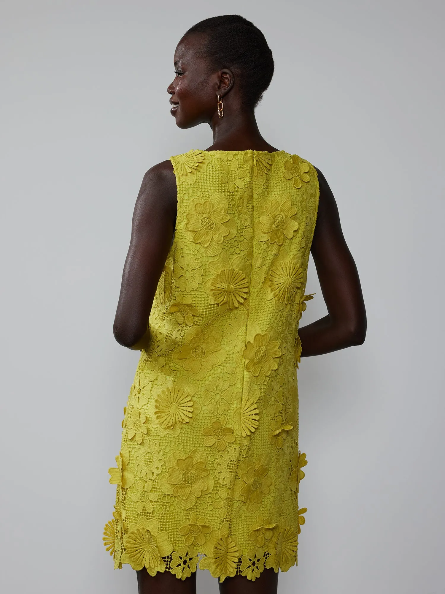 Sleeveless Floral Crochet Shift Dress