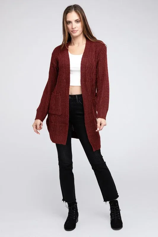Taylor Twist Knitted Open Front Cardigan With Pockets