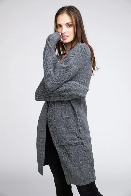 Taylor Twist Knitted Open Front Cardigan With Pockets