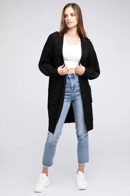 Taylor Twist Knitted Open Front Cardigan With Pockets