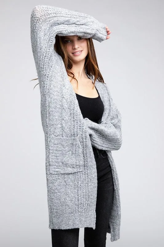 Taylor Twist Knitted Open Front Cardigan With Pockets