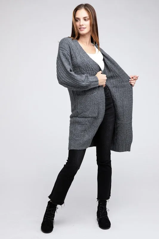 Taylor Twist Knitted Open Front Cardigan With Pockets