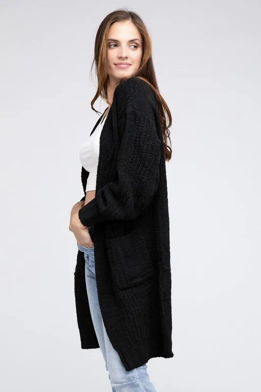 Taylor Twist Knitted Open Front Cardigan With Pockets