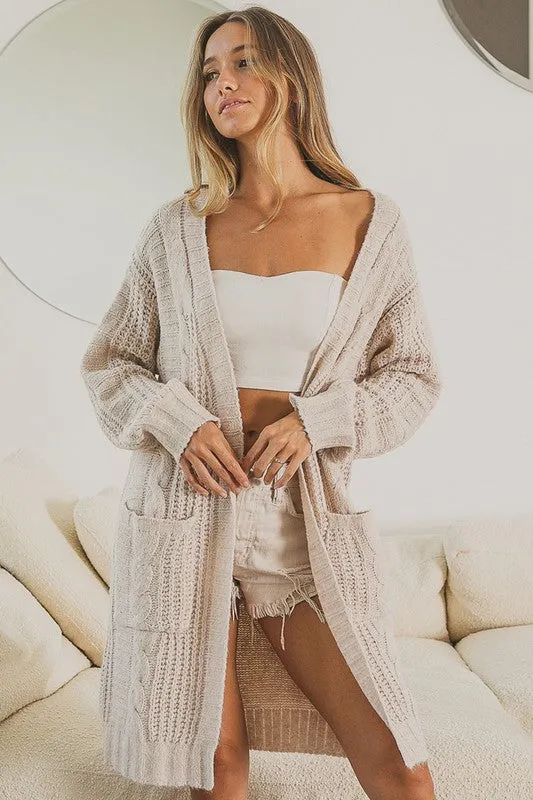 Taylor Twist Knitted Open Front Cardigan With Pockets