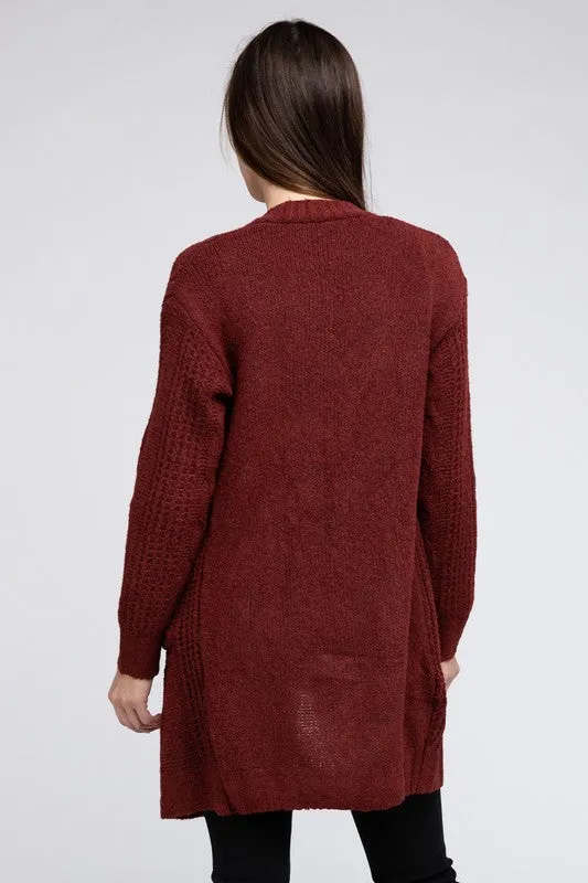 Taylor Twist Knitted Open Front Cardigan With Pockets