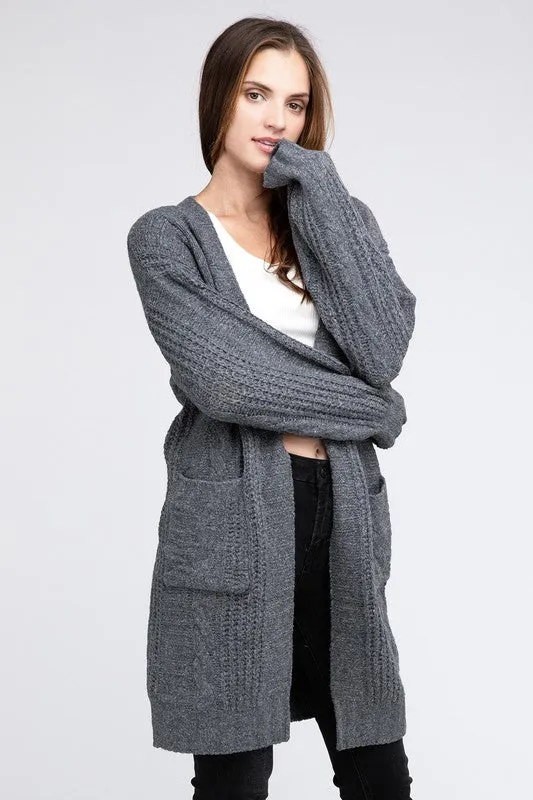 Taylor Twist Knitted Open Front Cardigan With Pockets
