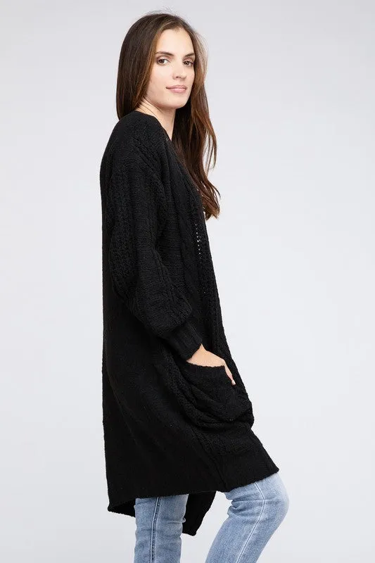 Taylor Twist Knitted Open Front Cardigan With Pockets