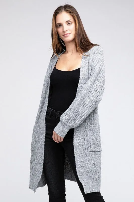 Taylor Twist Knitted Open Front Cardigan With Pockets