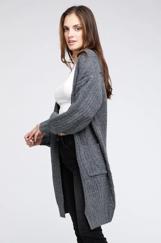 Taylor Twist Knitted Open Front Cardigan With Pockets