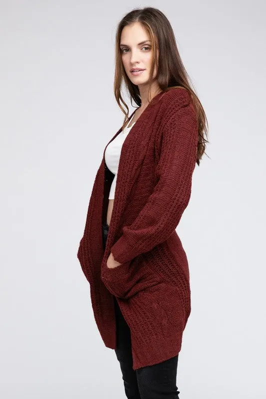 Taylor Twist Knitted Open Front Cardigan With Pockets