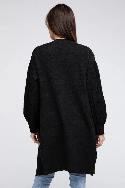 Taylor Twist Knitted Open Front Cardigan With Pockets
