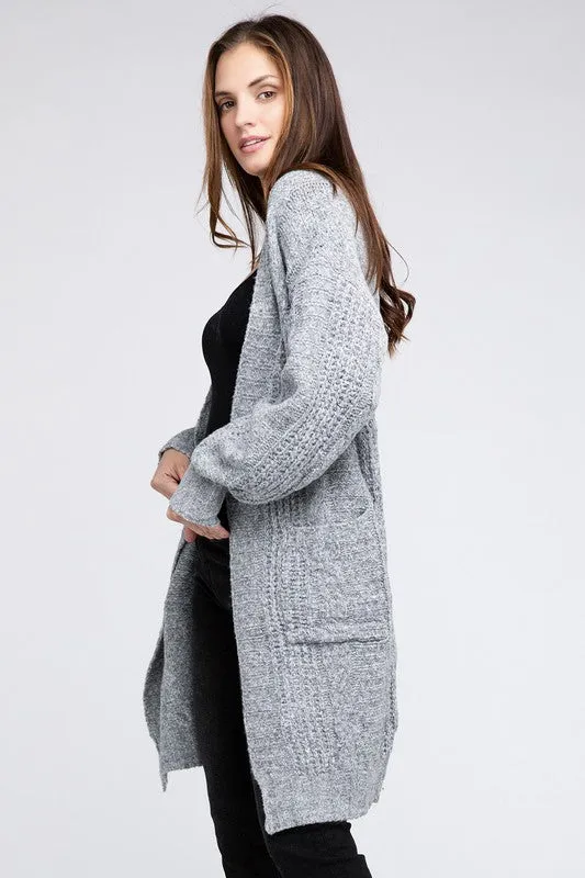 Taylor Twist Knitted Open Front Cardigan With Pockets