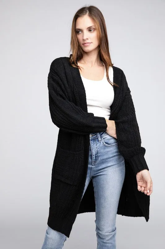 Taylor Twist Knitted Open Front Cardigan With Pockets