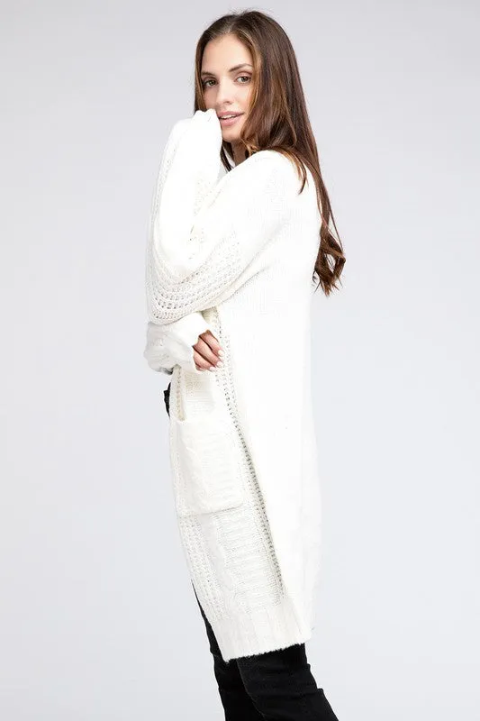 Taylor Twist Knitted Open Front Cardigan With Pockets