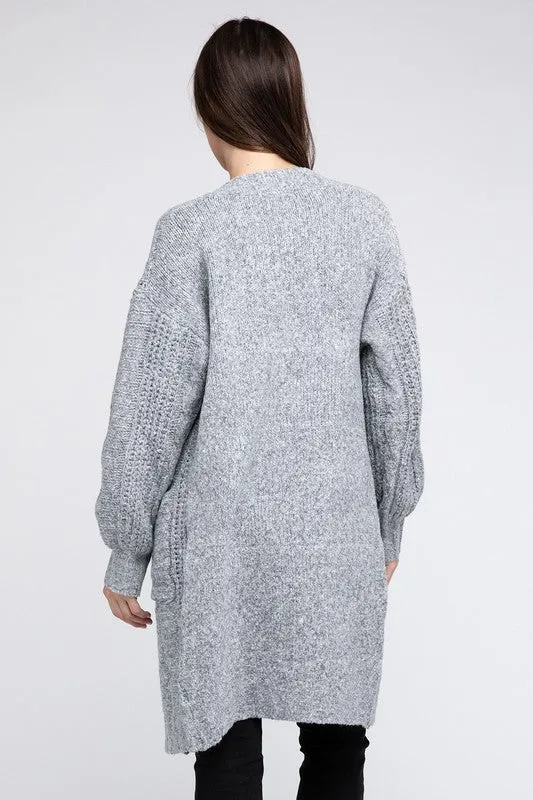 Taylor Twist Knitted Open Front Cardigan With Pockets