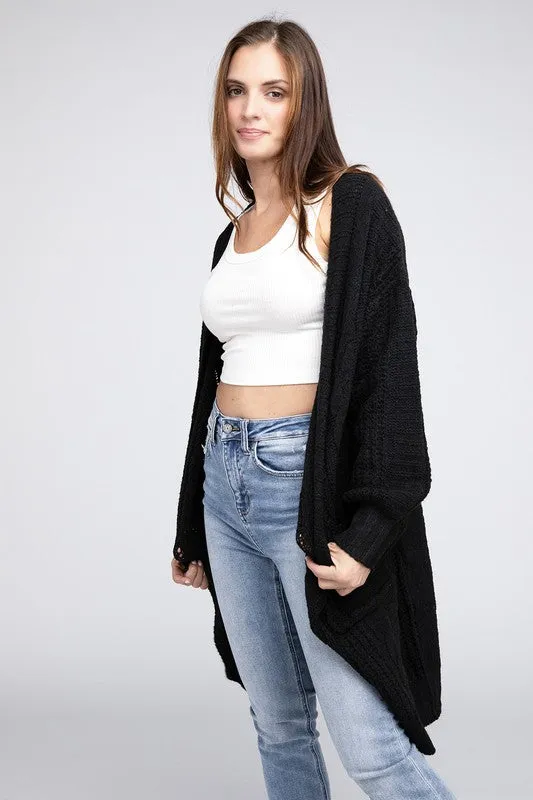 Taylor Twist Knitted Open Front Cardigan With Pockets