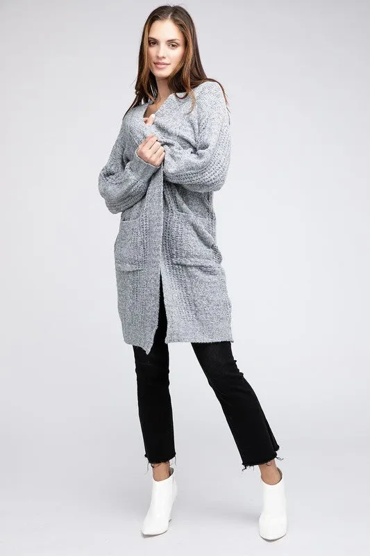 Taylor Twist Knitted Open Front Cardigan With Pockets