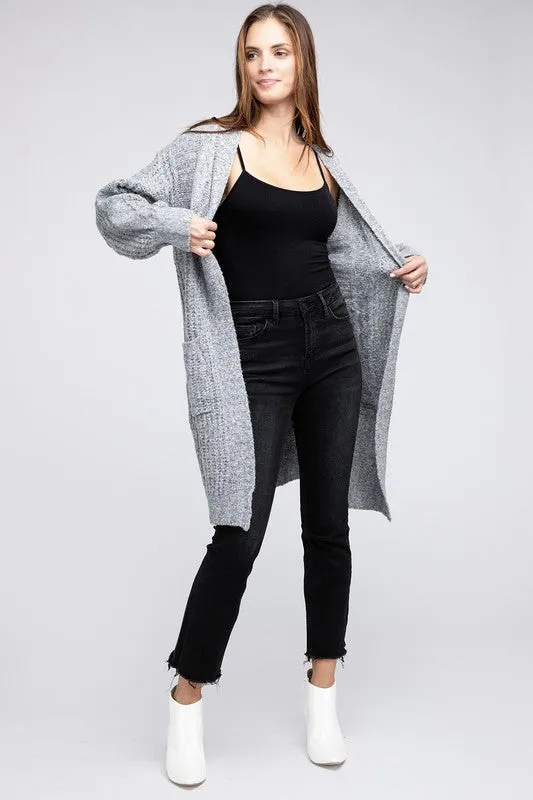 Taylor Twist Knitted Open Front Cardigan With Pockets