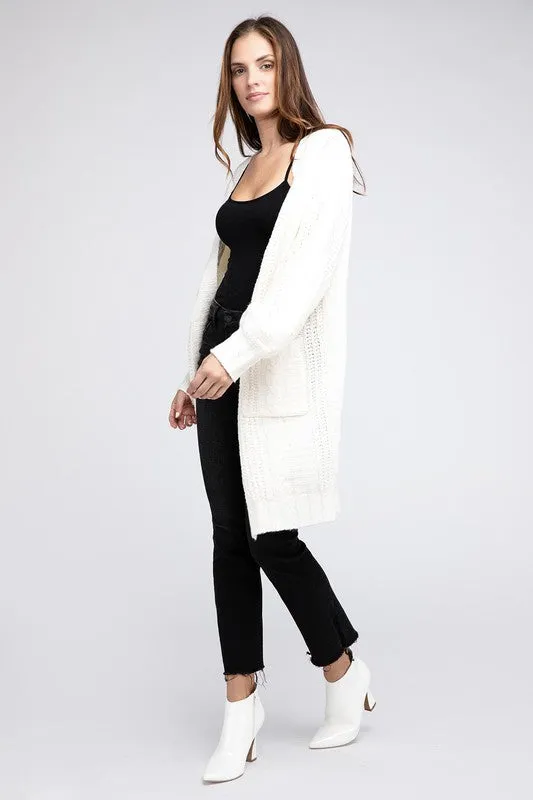 Taylor Twist Knitted Open Front Cardigan With Pockets