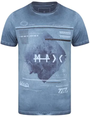 Yasu Motif Burnout Cotton Slub T-Shirt In Reflex Blue - Dissident
